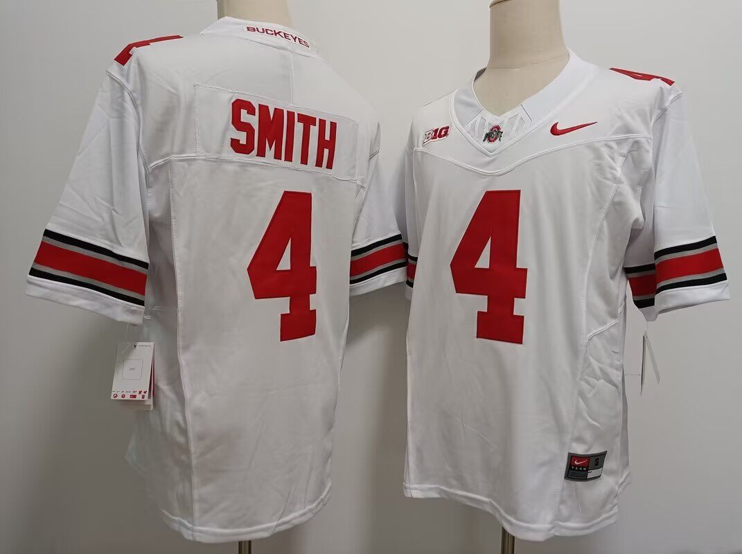 2024 NCAA Men Ohio State Buckeyes Nike #4 Jeremiah Smith White Nike jersey->ncaa teams->NCAA Jersey